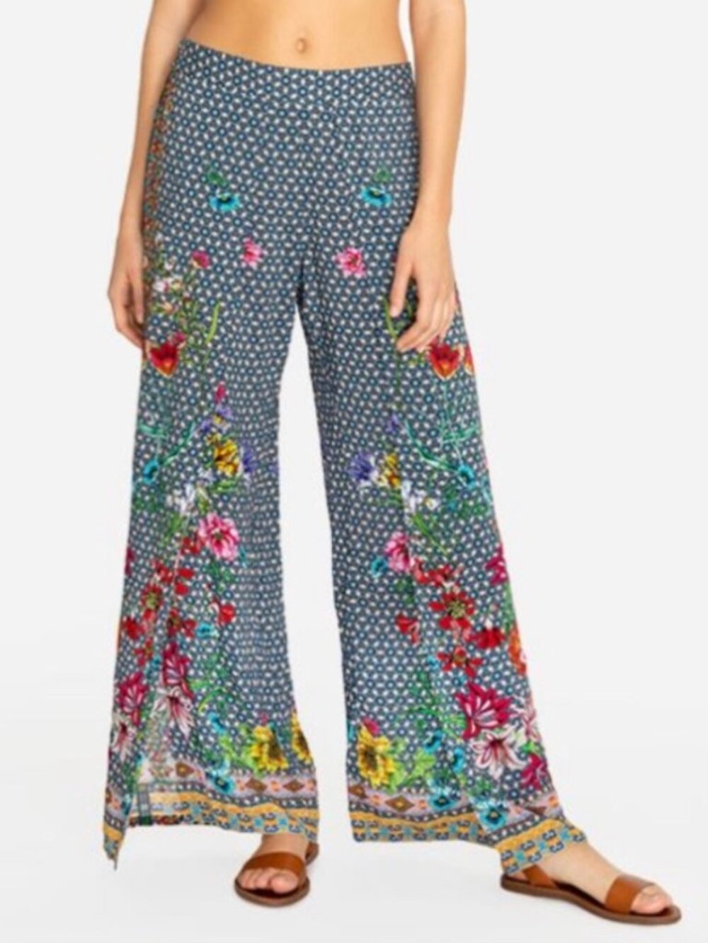 Johnny Was Dolce Dream Wide Leg Split Wrap Pull On Floral Pants Women XS
